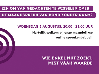 Spreukenbabbel online<br> woensdag 5 augustus